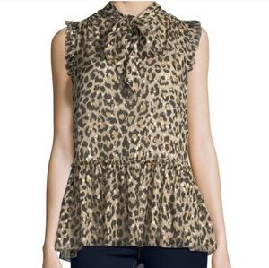 Kate Spade Leopard Print Clipped Dot Top Size M